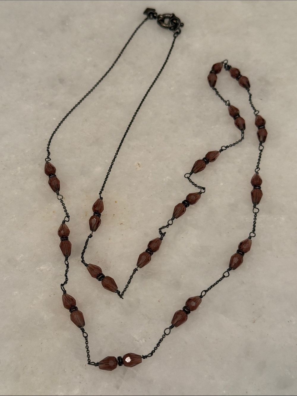 Banana Republic purple Glass Crystal Teardrops Chain Necklace